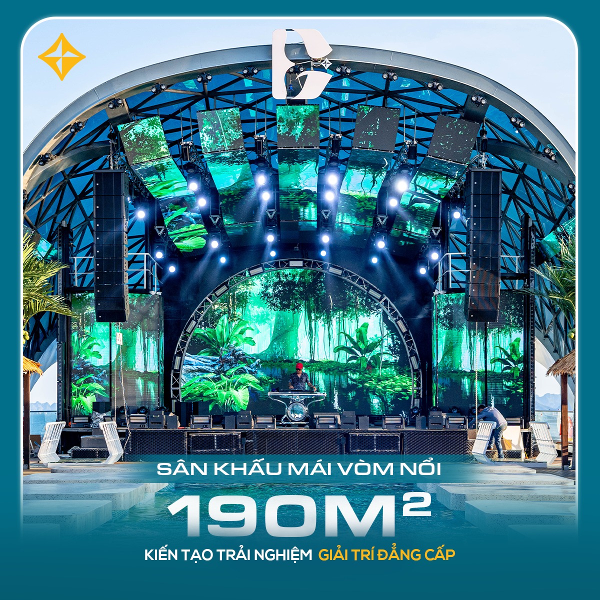 Sân khấu mái vòm Dome tage của du thuyền Dolphin là sân khấu trên biển đẳng cấp nhất