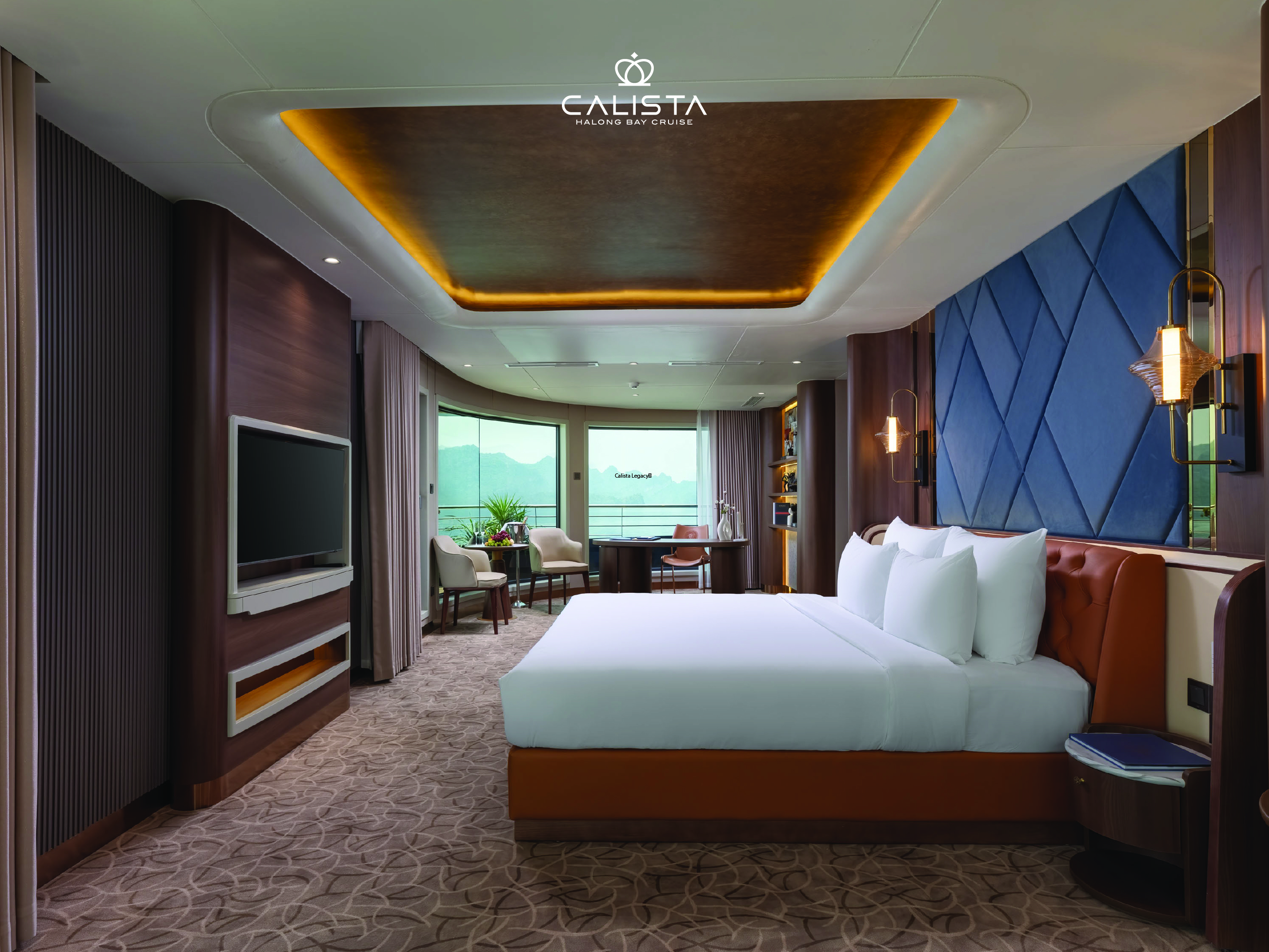 Phòng Calista Horizon • Số lượng phòng: 2 phòng | Diện tích: 65m2 • Vị trí: Tầng 4 với ban công riêng, bồn tắm và bể sục jacuzzi