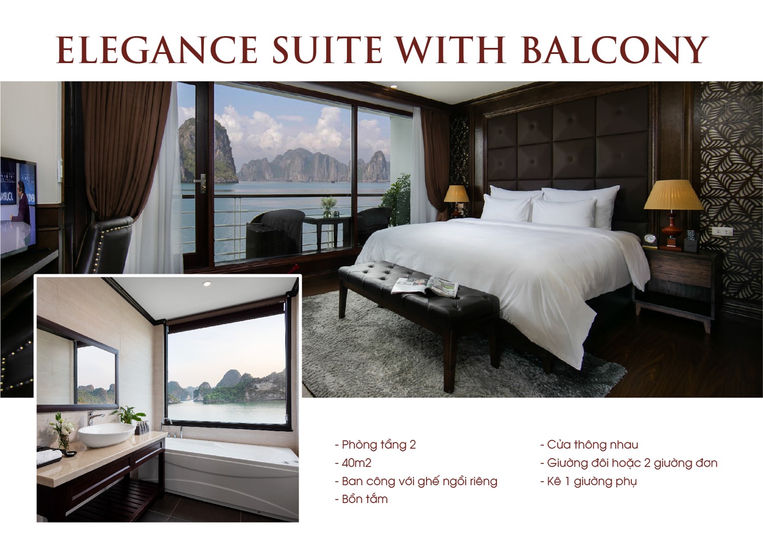 Du thuyền Mon Cheri cruise 5 sao vịnh Lan Hạ 7 phòng elegance suite