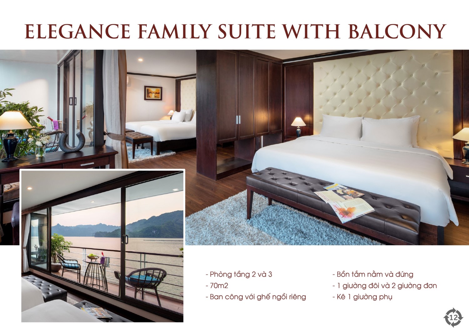 Du thuyền Mon Cheri cruise 5 sao vịnh Lan Hạ 8 Phòng elegance family suite