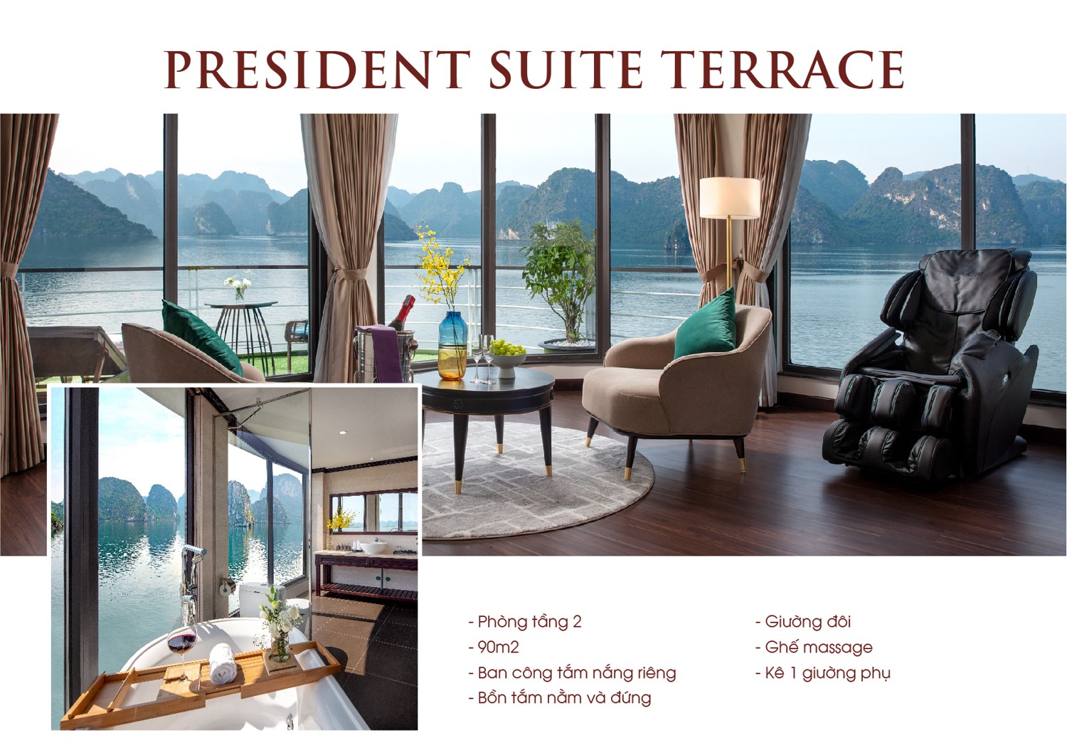 Du thuyền Mon Cheri cruise 5 sao vịnh Lan Hạ 10 phòng tổng thống du thuyền Mon Cheri cruise