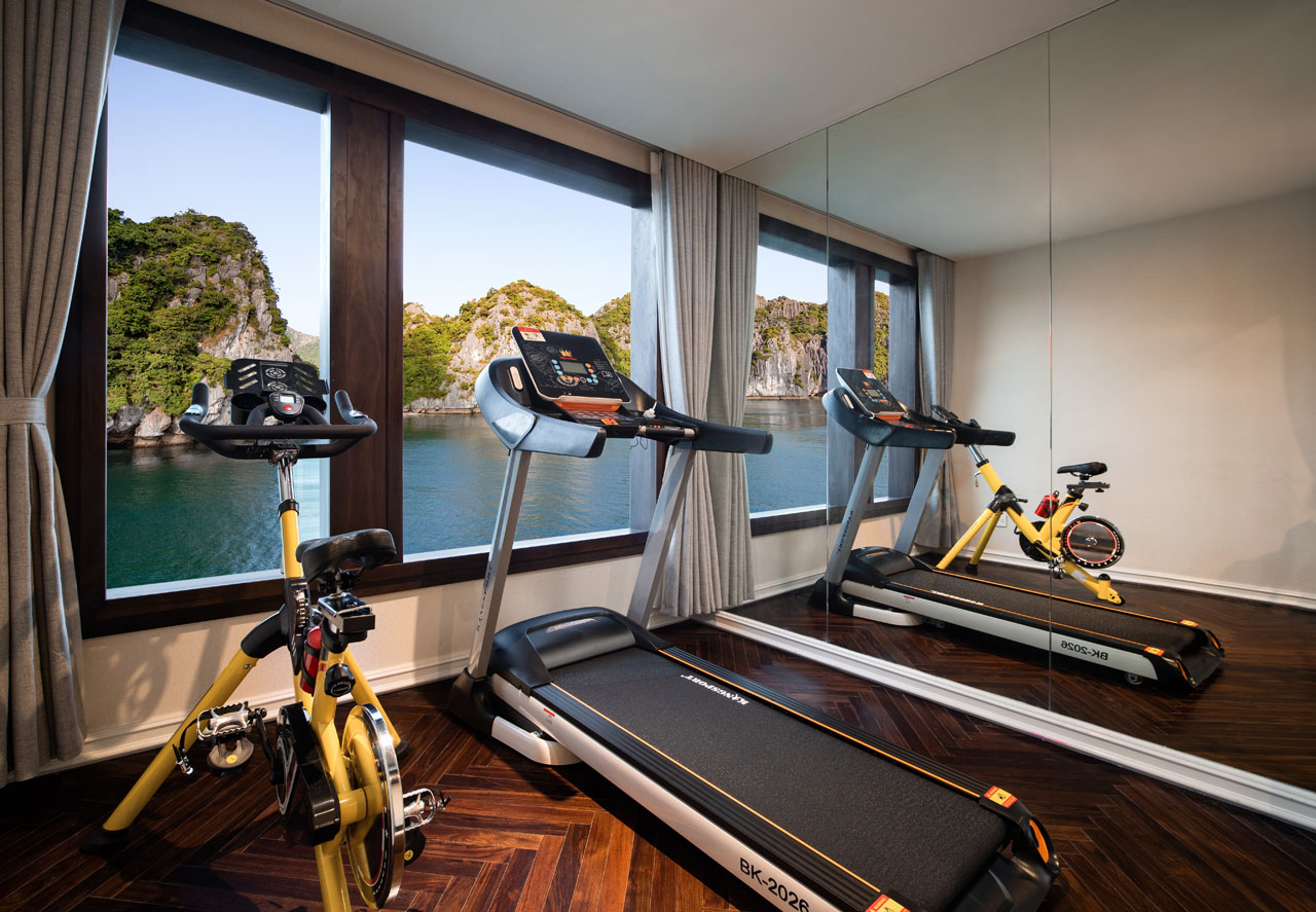 Phòng Gym trên du thuyền 5 sao vịnh Hạ Long Lan Hạ trong ngày