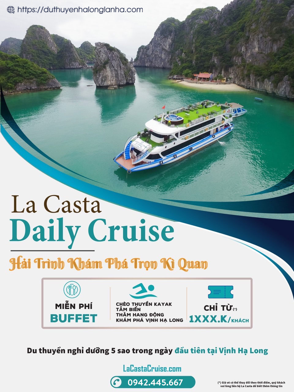 Du thuyền La Casta daily cruise 5* tour 1 ngày 6 Báo giá du thuyền la casta daily cruise 8 tiếng