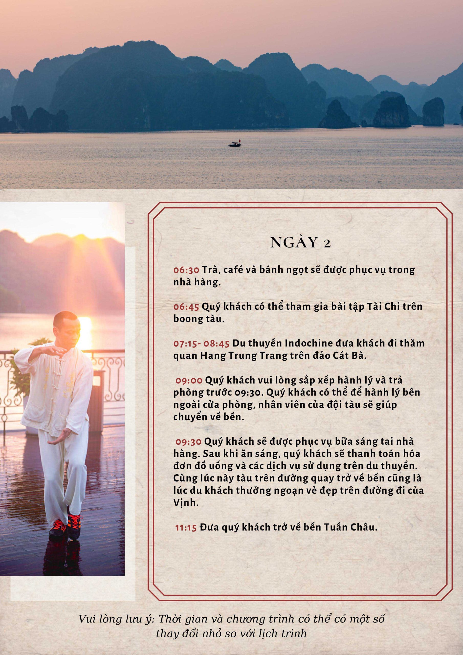 Du thuyền Indochine Cruise 5 sao vịnh Lan Hạ 10 Lịch trình du thuyền Indochine Cruise 4