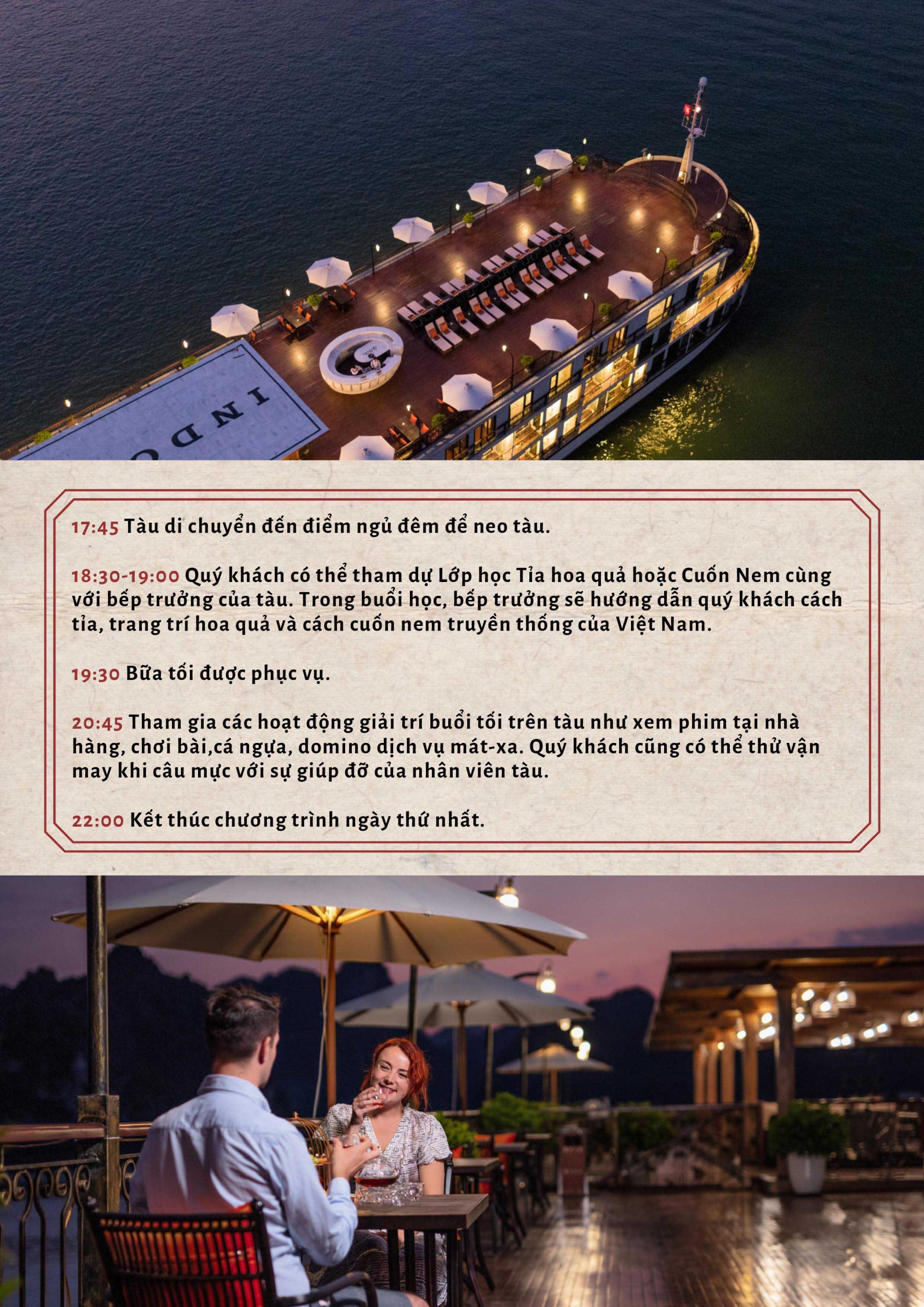 Du thuyền Indochine Cruise 5 sao vịnh Lan Hạ 9 Lịch trình du thuyền Indochine Cruise 2