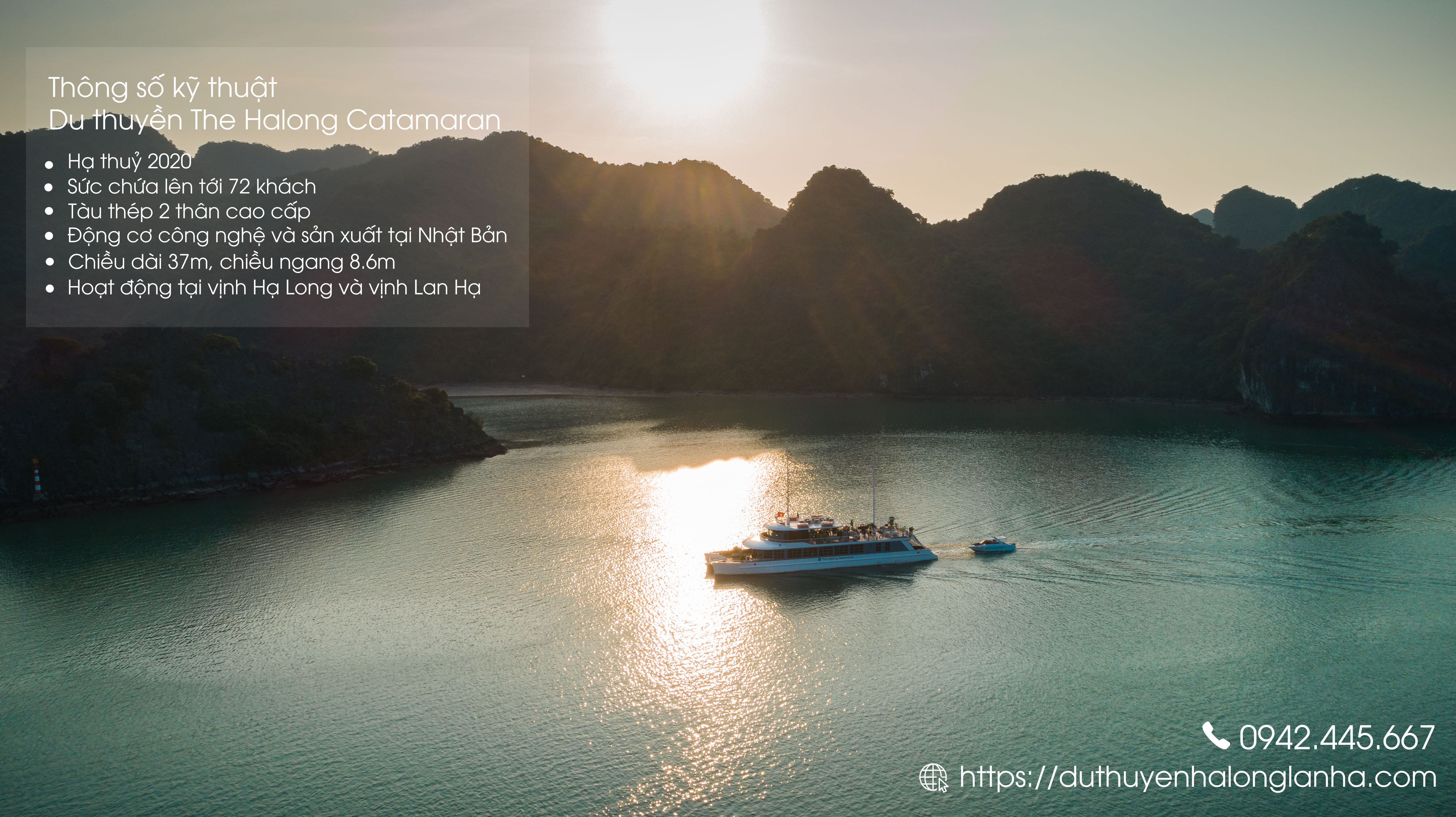 Du thuyền Catamaran Hạ Long - Lan Hạ trong ngày 1 Thông số kỹ thuật ấn tượng du thuyền The Halong Catamaran