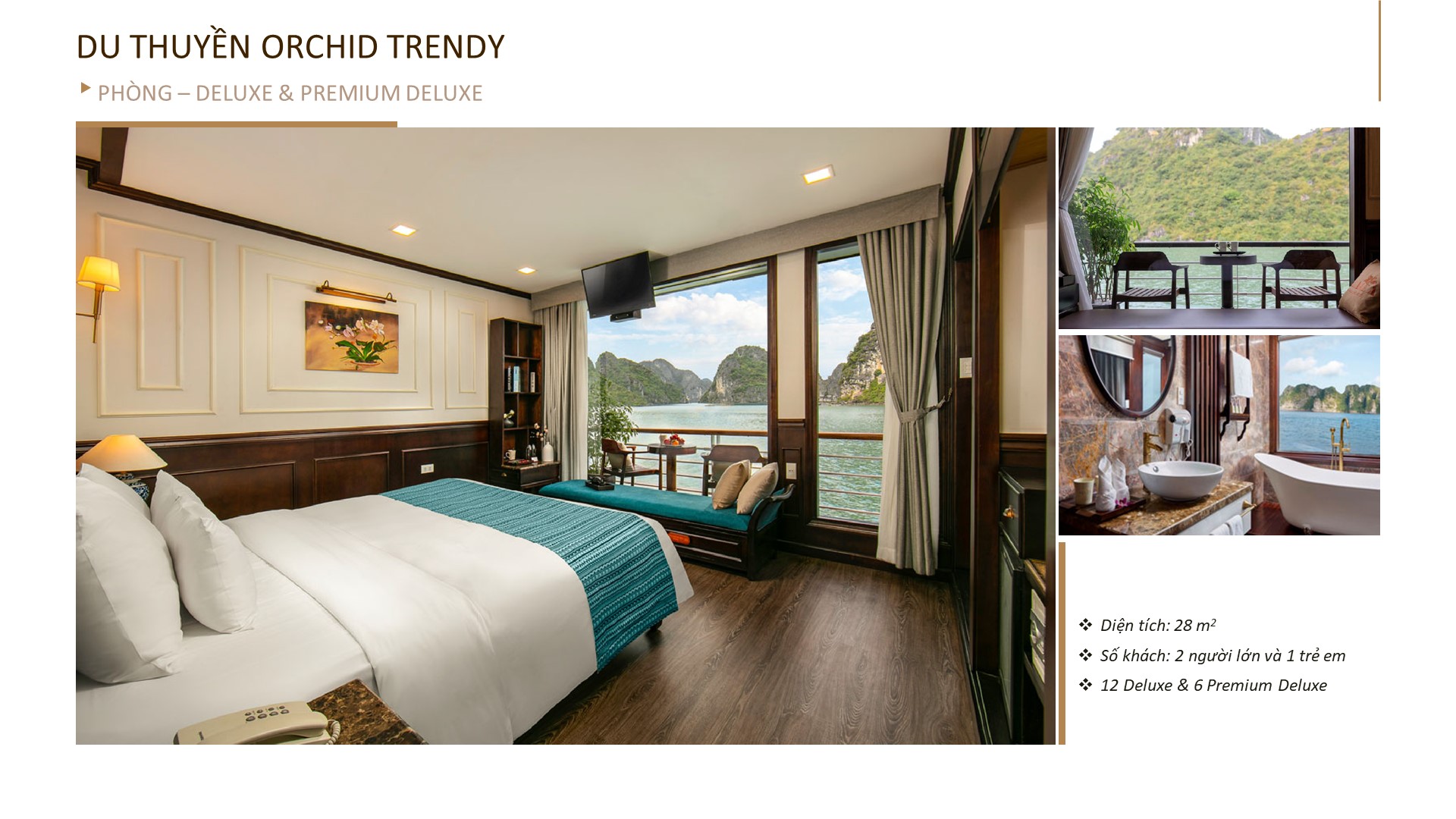 Hạng phòng Deluxe & Premium Deluxe du thuyền Orchid Trendy