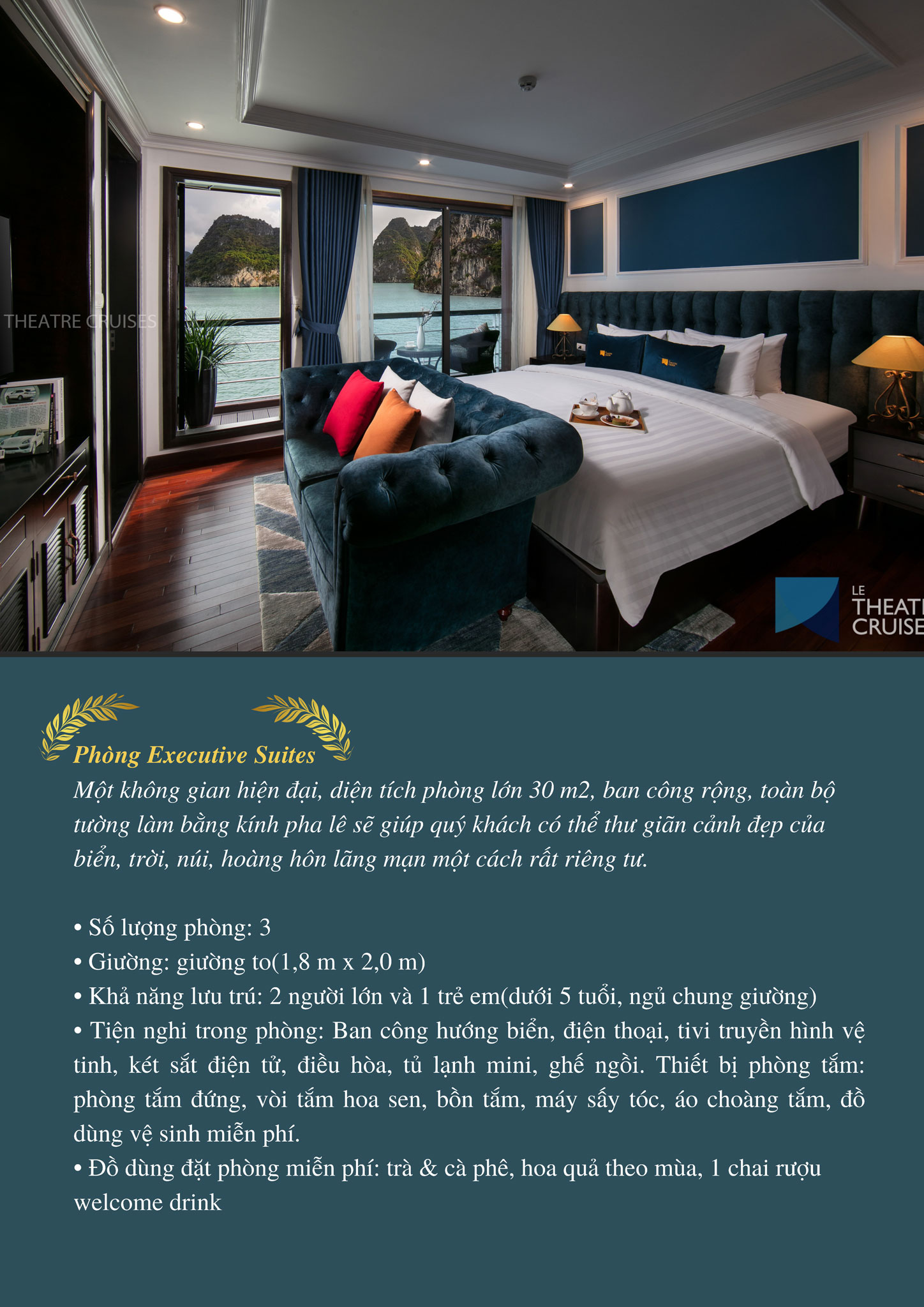 Du thuyền Le Theatre cruise 5 sao Lan Hạ 9 Hạng executive Suite du thuyền Le Theatre cruise