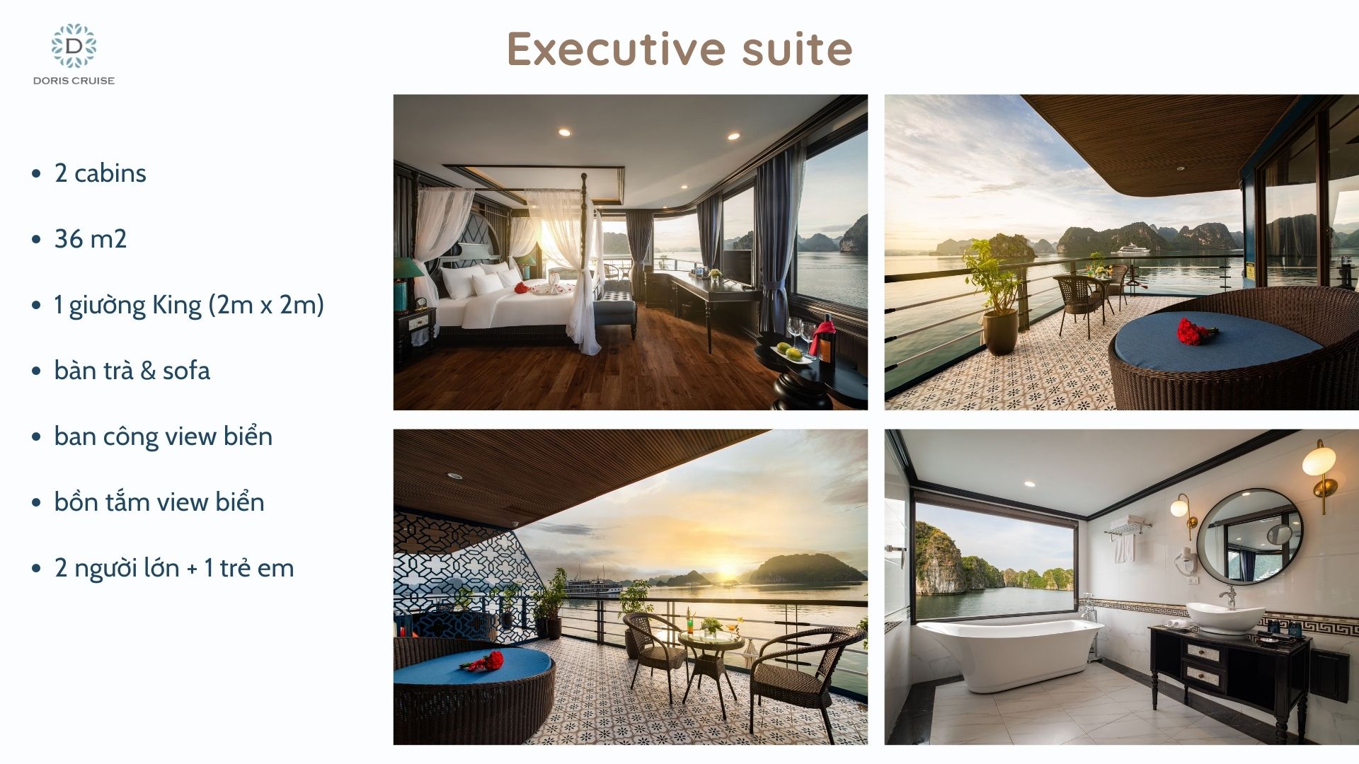 thông tin hạng phòng Executive Suite du thuyền Doris cruise