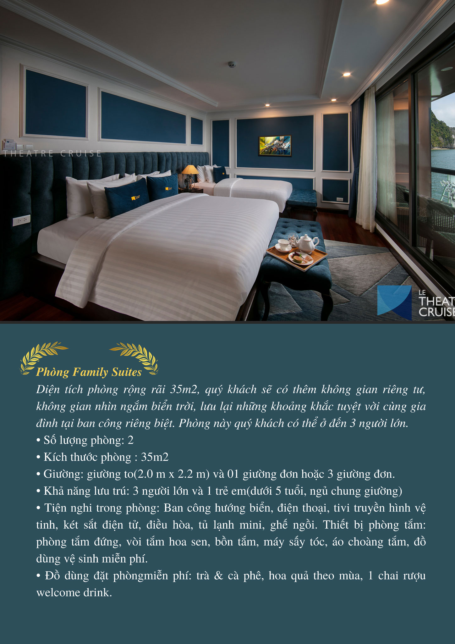 Du thuyền Le Theatre cruise 5 sao Lan Hạ 10 Hạng Family Suite du thuyền Le Theatre cruise