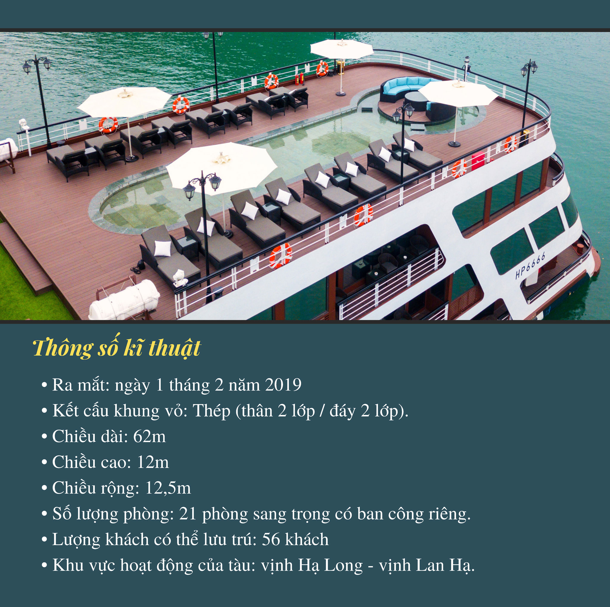 Du thuyền Le Theatre cruise 5 sao Lan Hạ 1 Thông số kỹ thuật trên du thuyền 5 sao
