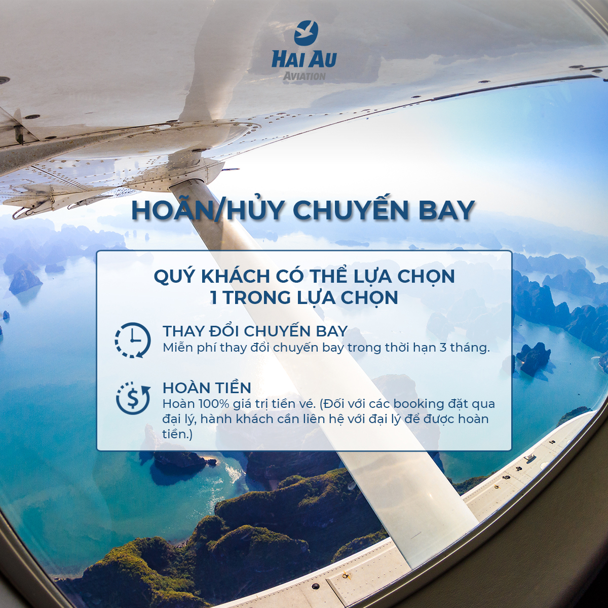 Thuỷ phi cơ vịnh Hạ Long và những điều cần biết 25 Chính sách hoãn huỷ linh động của Hải Âu Aviation trong trường hợp chuyến bay không thể thực hiện do ảnh hưởng của thời tiết