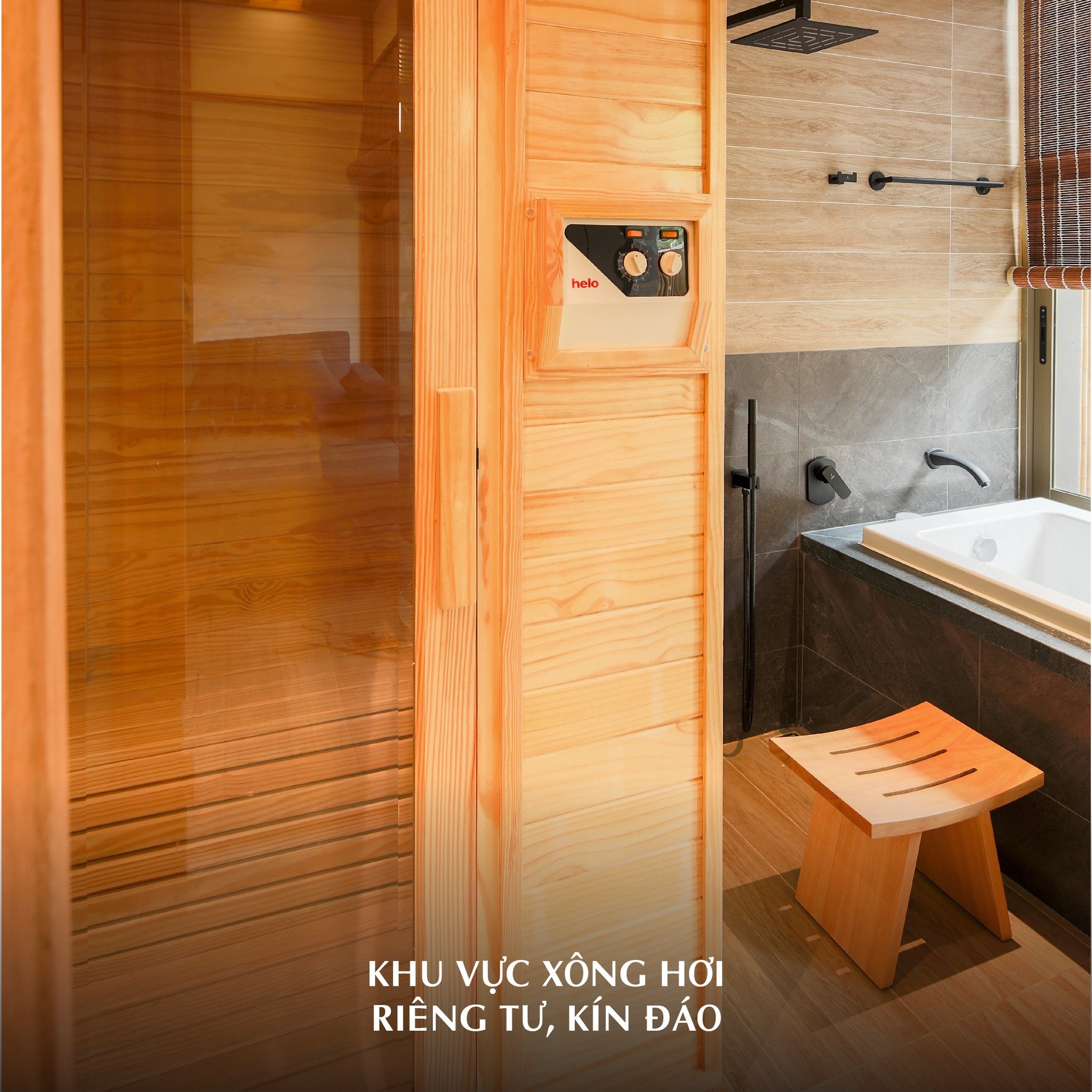 Tắm khoáng Onsen Quảng Ninh tất tần tật 20 Các phòng Washitsu khu Private Onsen đều có phòng xông hơi và bồn tăm riêng