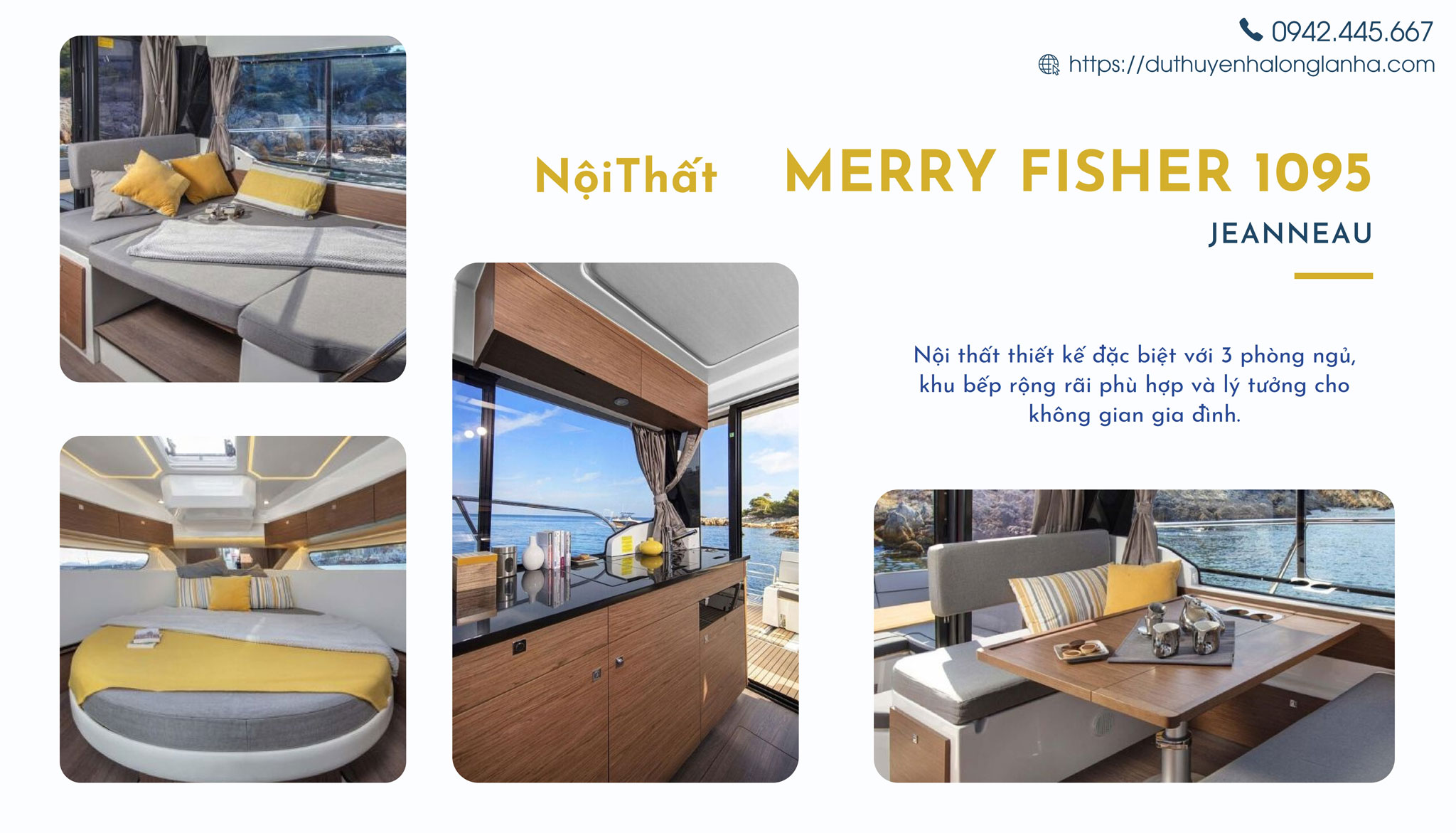 Du thuyền cá nhân hạng sang cho thuê tại Hạ Long 20 Nội thất sang trọng đẳng cấp của dòng Merry Fisher 1095 với 3 phòng và sức chứa tối đa 7 người