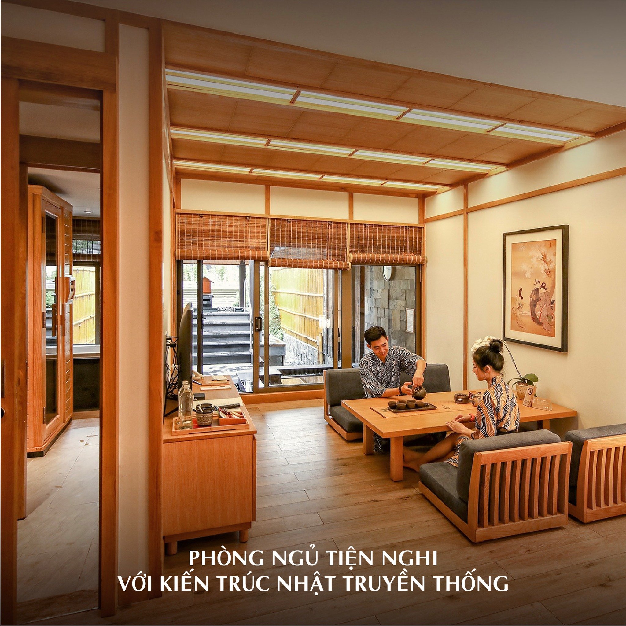Tắm khoáng Onsen Quảng Ninh tất tần tật 19 Tiện nghi chuẩn Nhật trong phòng Washitsu của khu nghỉ dưỡng Yoko Onsen Quang Hanh