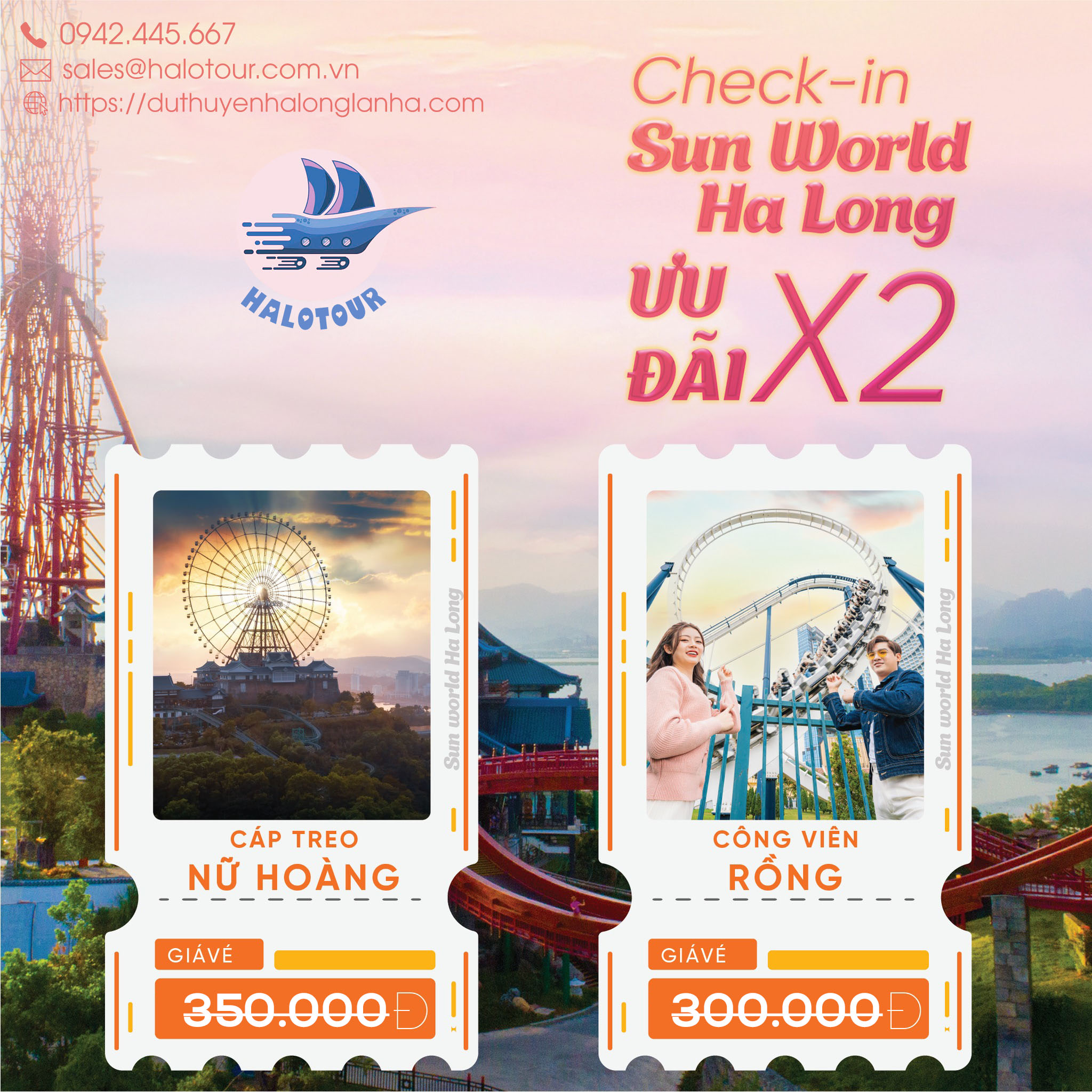 Công viên Sunworld Hạ Long Park có gì chơi??? 44 Vé combo công viên Sunworld Hạ Long park giá ưu đãi, Halotour hỗ trợ giao vé tận tay không phải xếp hàng