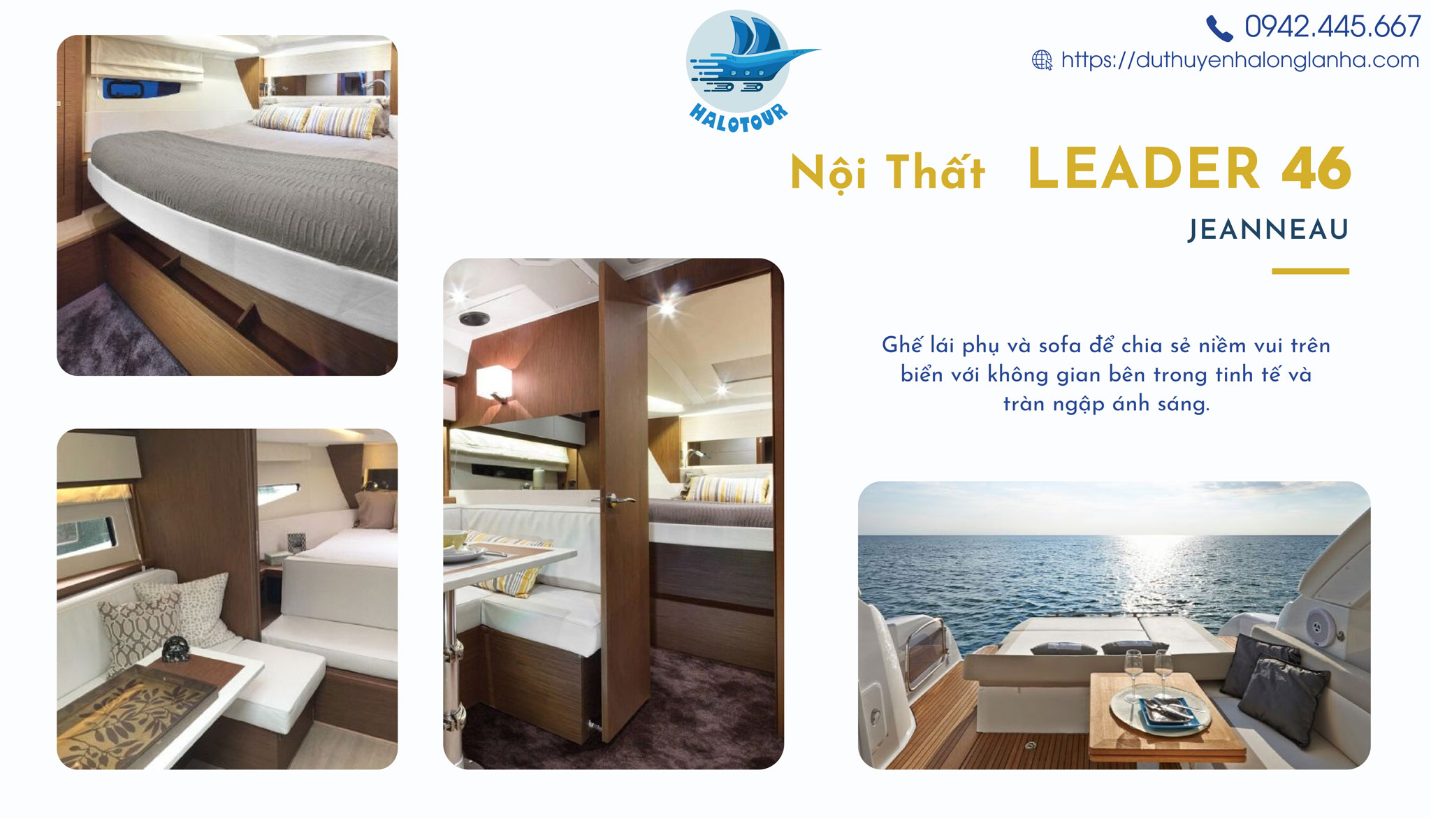 Du thuyền cá nhân hạng sang cho thuê tại Hạ Long 25 Nội thất sang chảnh của du thuyền Leader 46 rộng nhất với 2 phòng ngủ thăm quan vịnh Hạ Long - Lan Hạ