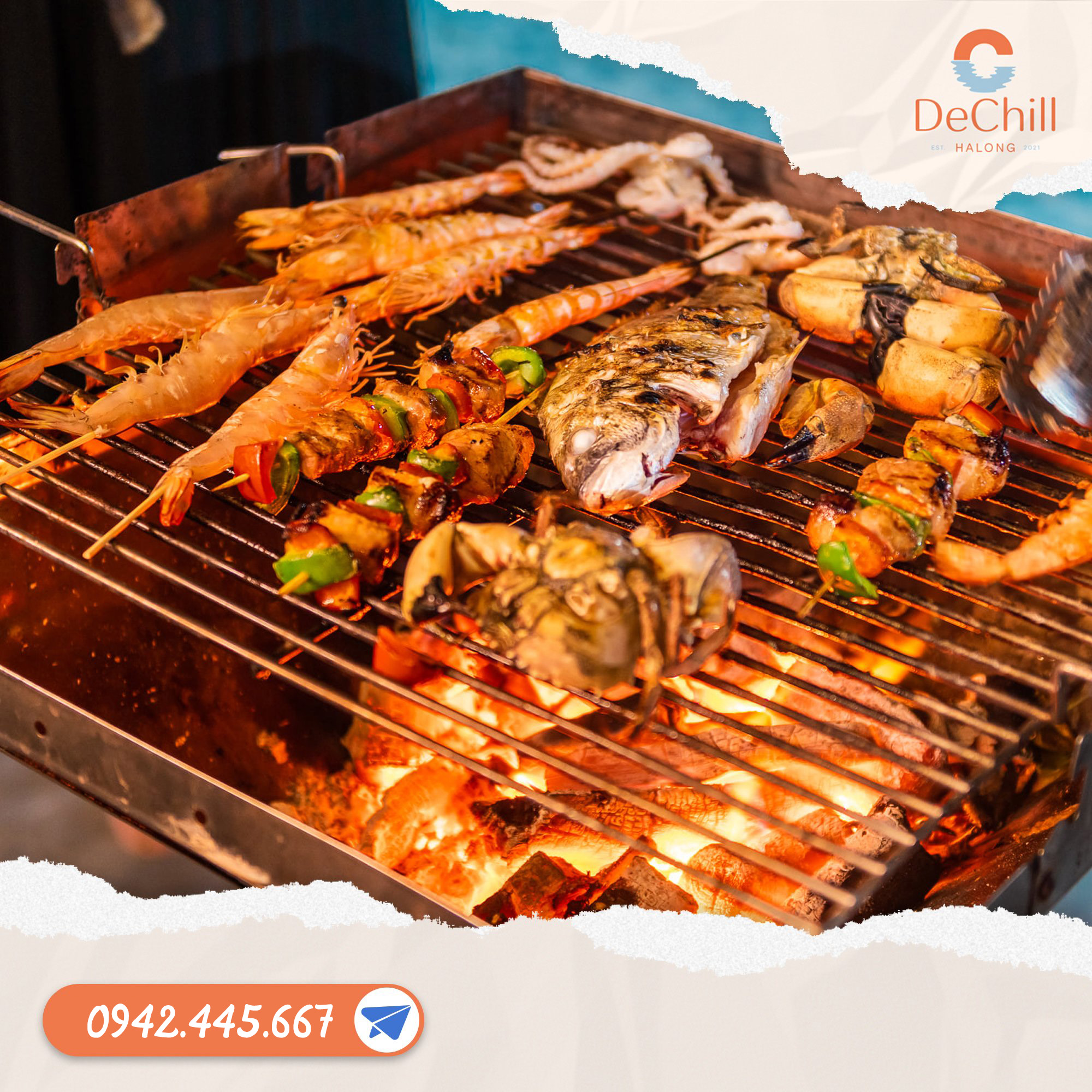 Tổ chức tiệc nướng BBQ ngay tại khuôn viên sân vườn homestay 8 ngủ Tuần Châu, Hạ Long