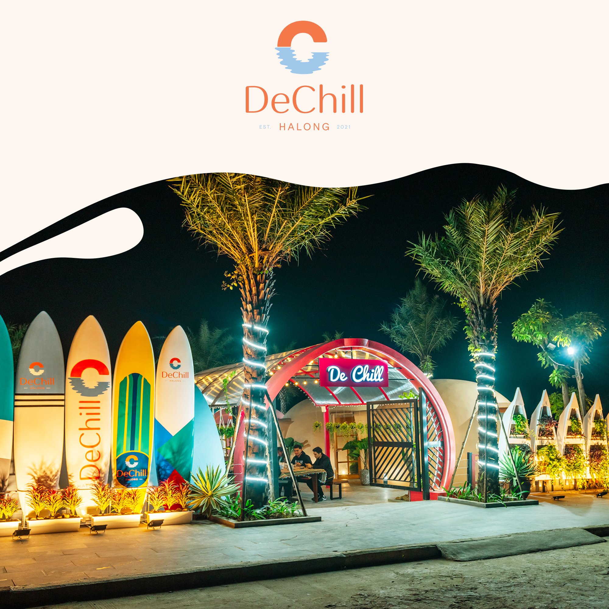 De Chill homestay 8 ngủ siêu xinh tại Hạ Long 1 Căn homestay 8 ngủ bể bơi riêng De Chill homestay tại Tuần Châu, Hạ Long ngay từ bên ngoài cổng nhìn đã rất đáng yêu