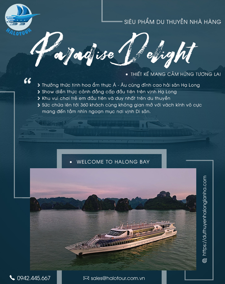 Du thuyền nhà hàng Paradise Delight Hạ Long 9 Voucher giá rẻ du thuyền nhà hàng 6* Paradise Delight với ẩm thực thượng hạng và tiện ích đẳng cấp của Halotour