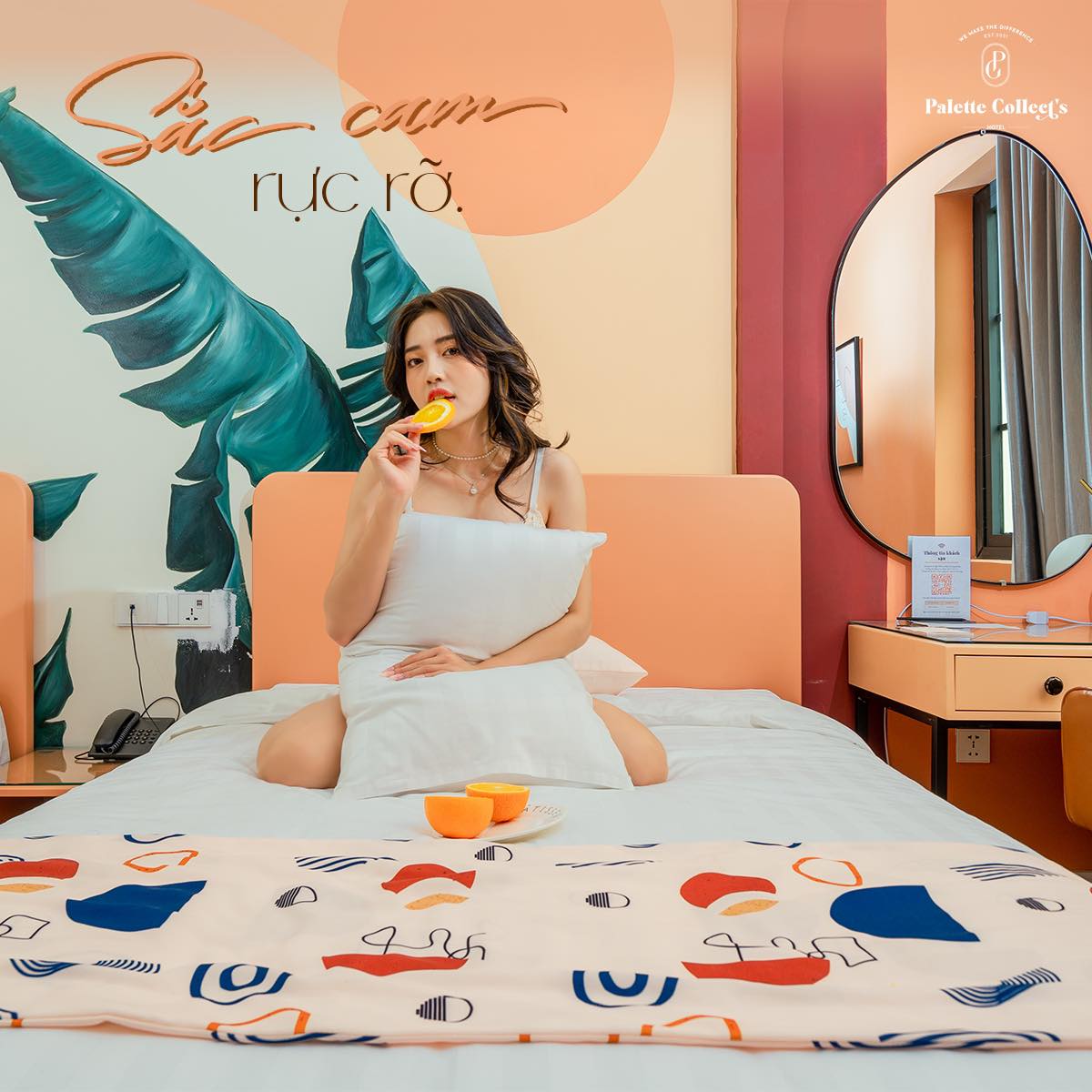 Khách sạn 3* Hạ Long siêu xinh Palette Collect's 3 Màu cam rực rỡ là màu chủ đạo phòng Orange TWN khách sạn 3* Palette Collect's Boutique hotel Hạ Long