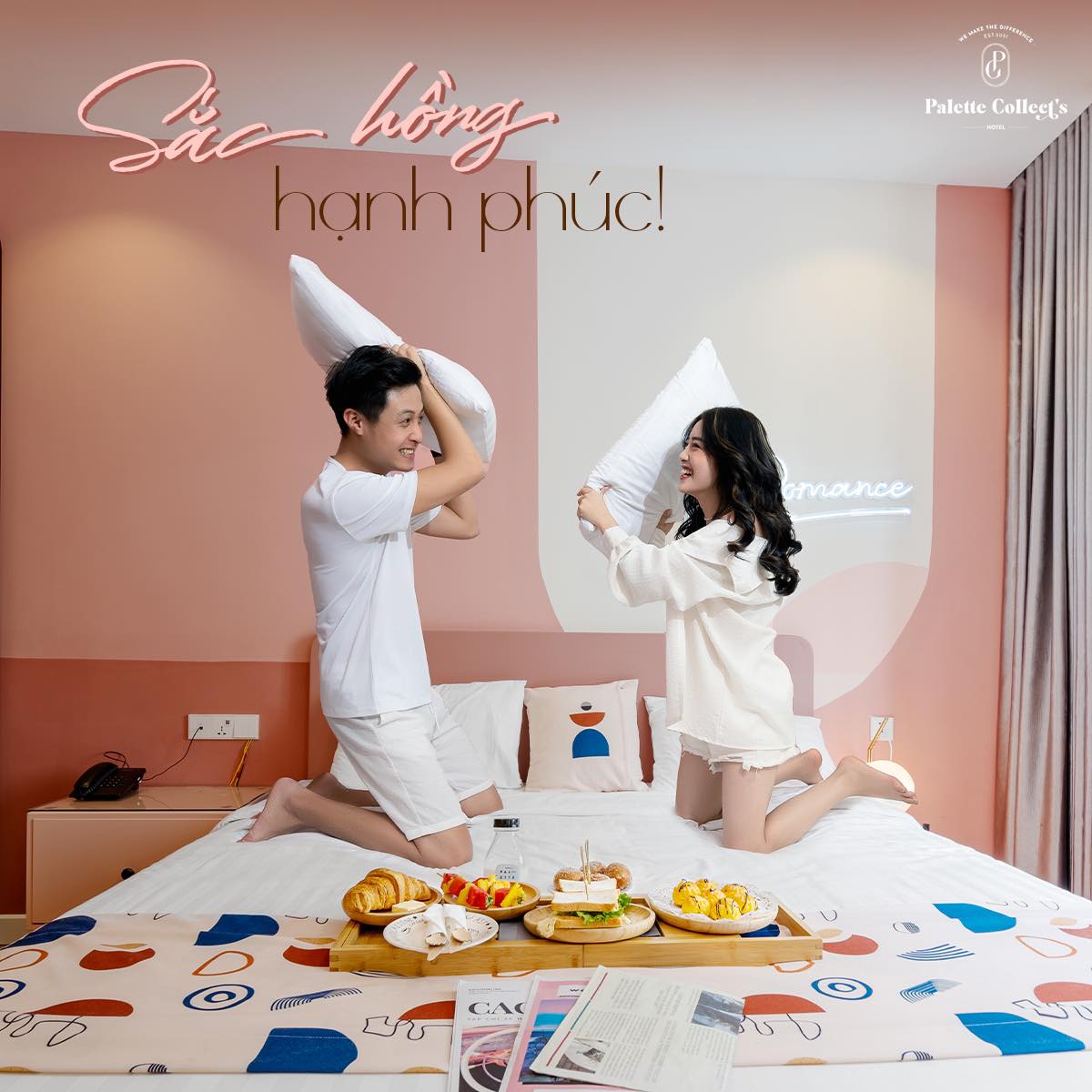 Khách sạn 3* Hạ Long siêu xinh Palette Collect's 4 Màu hồng hạnh phúc là màu chủ đạo của phòng Soft Romance DBL khách sạn 3* Palette Collect's Boutique hotel Hạ Long