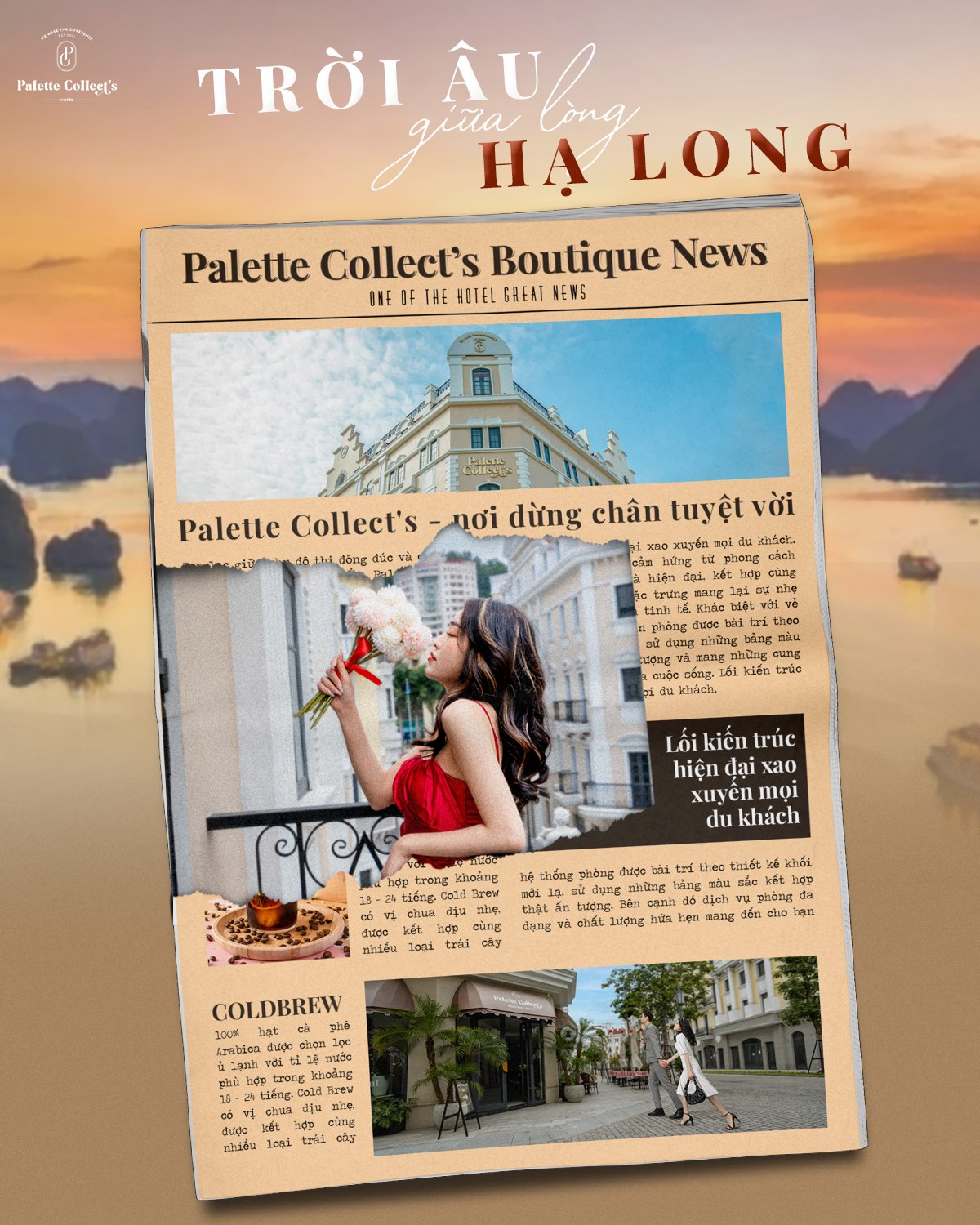 Khách sạn 3* Hạ Long siêu xinh Palette Collect's 8 Khu đô thị Sun Plaza Grand World Hạ Long ở trung tâm khu du lịch Bãi Cháy có kiến trúc đặc trưng như châu Âu thu nhỏ giữa lòng Hạ Long