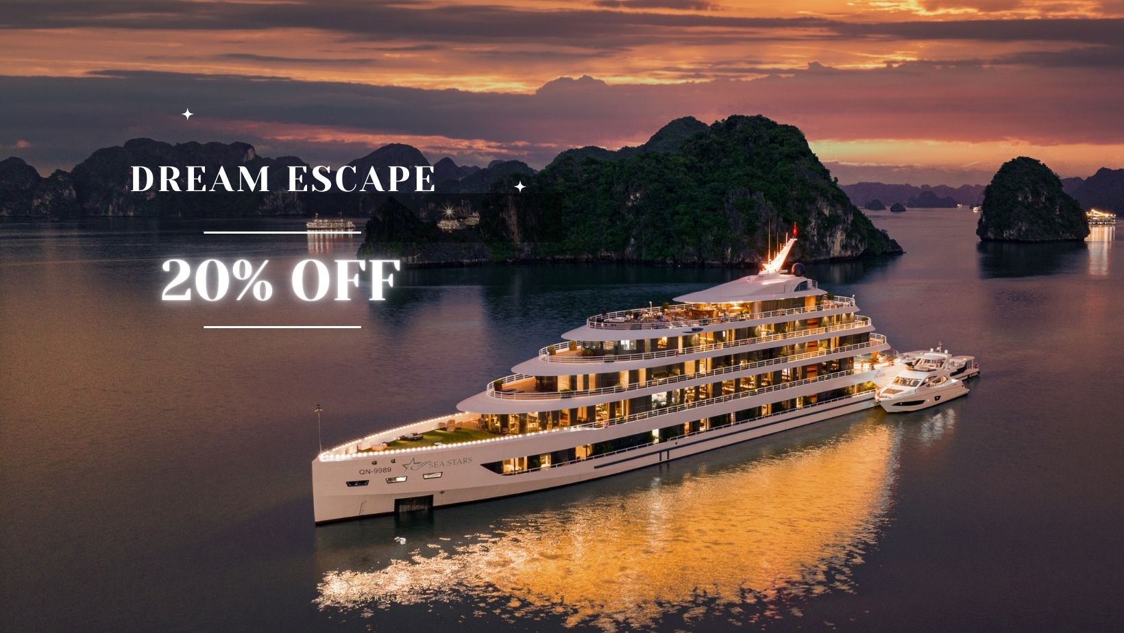 Khuyến mại giá đặc biệt ưu đãi khi đặt du thuyền Sea Stars cruise với Halotour qua website duthuyenhalonglanha.com