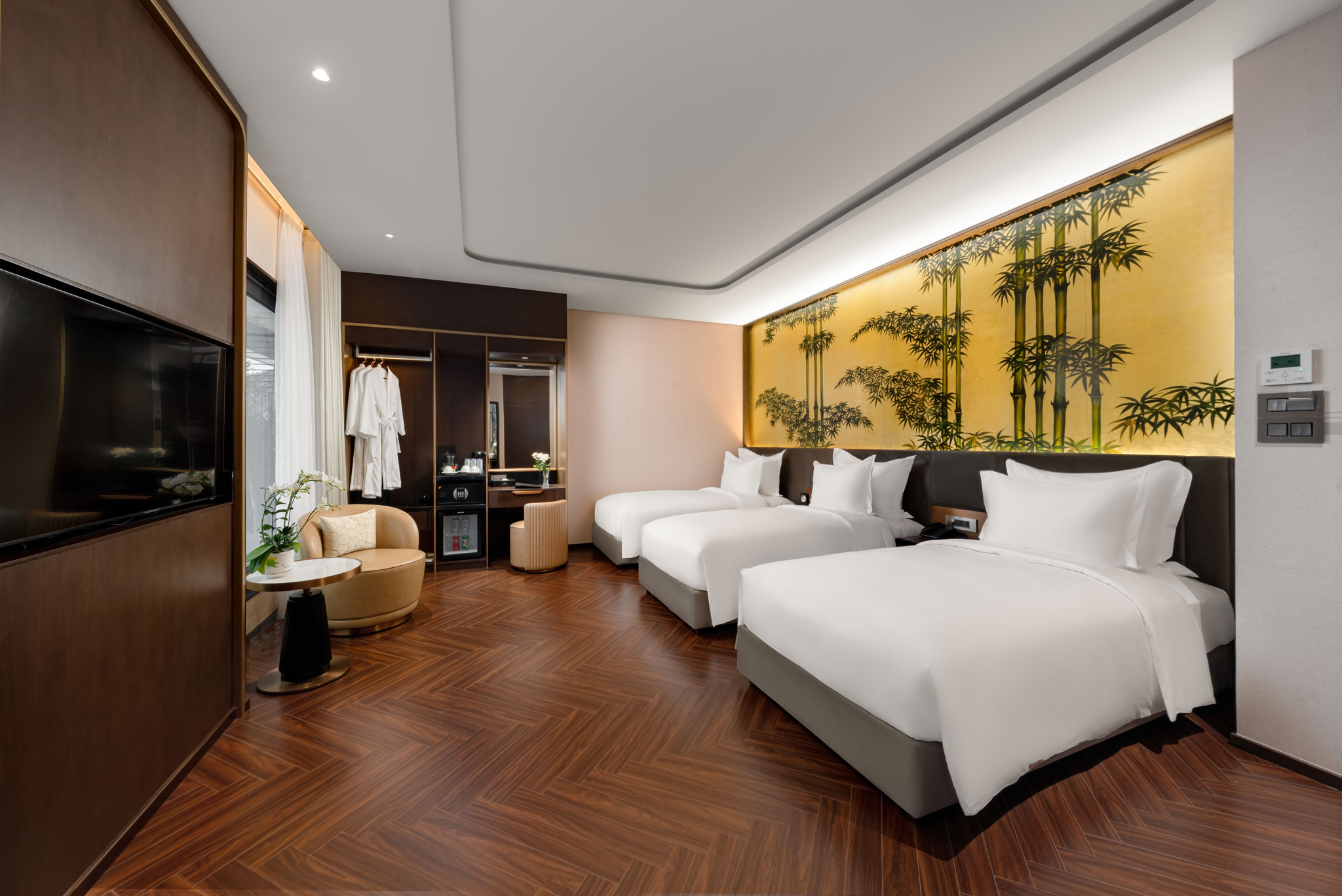 Du thuyền Sea Stars Hạ Long đẳng cấp thượng lưu 15 Hạng phòng TPL 3 giường đơn có diện tích 44m2 trên Du thuyền 5* Sea Stars cruise