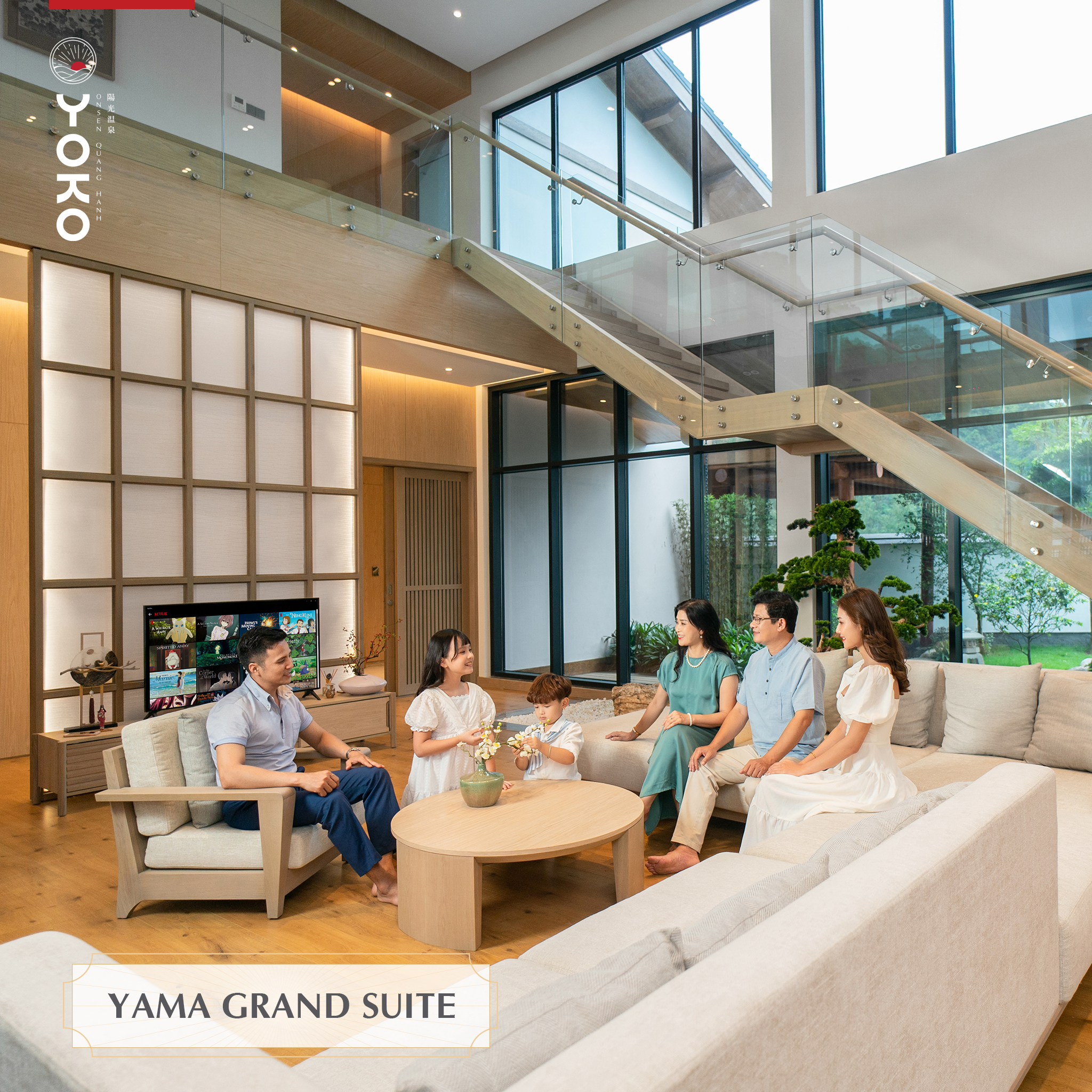 Tắm khoáng Onsen Quảng Ninh tất tần tật 26 Hạng villa Yama Grand Suite tại Yoko Onsen Quang Hanh, Quảng Ninh bao gồm 4 phòng ngủ diện tích từ 550-850m2 trong đó phòng Master có bể tắm Onsen tại phòng
