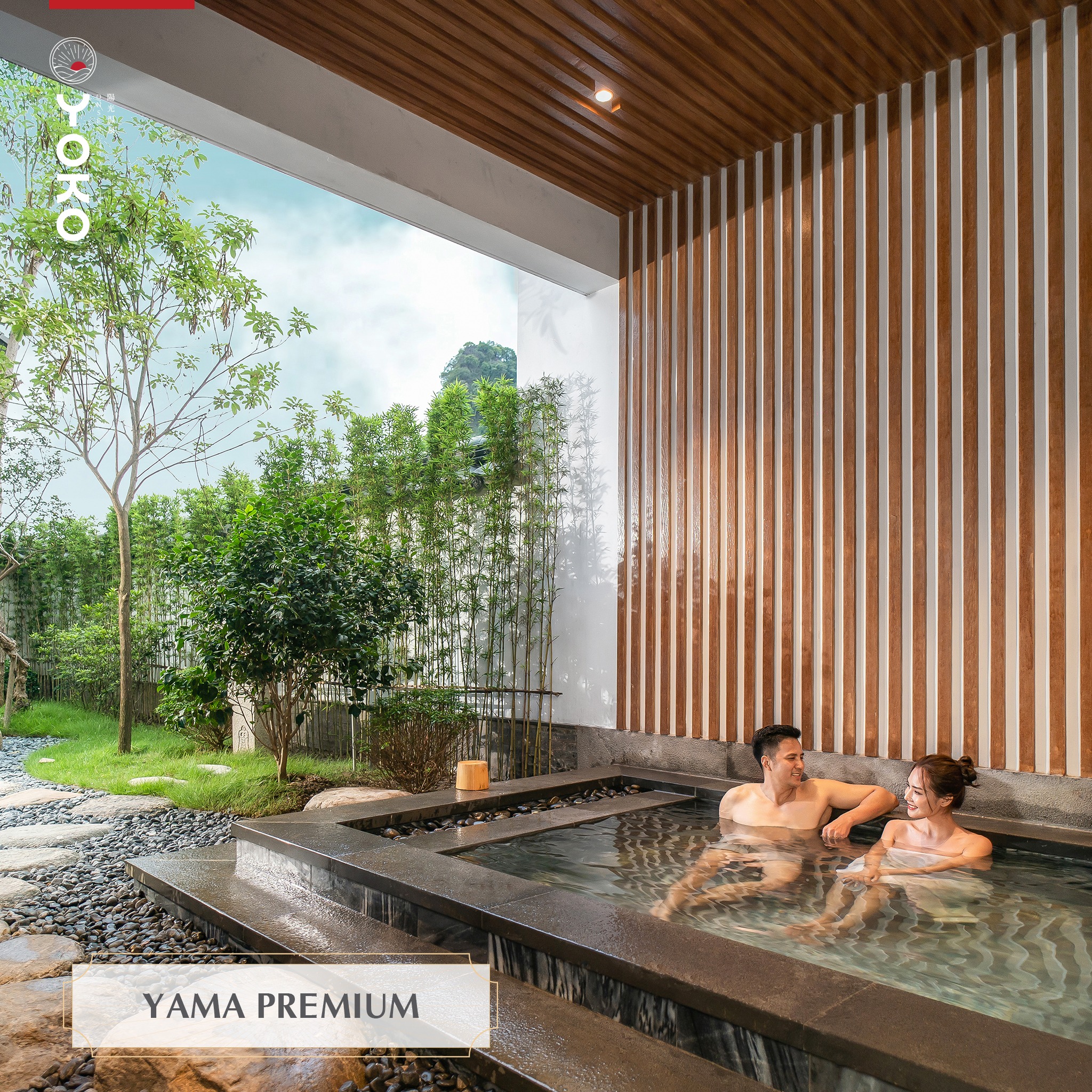 Tắm khoáng Onsen Quảng Ninh tất tần tật 25 Hạng villa Yama Onsen tại Yoko Onsen Quang Hanh, Quảng Ninh bao gồm 3 phòng ngủ diện tích từ 210-270m2 có Bể tắm khoáng và phòng xông hơi riêng