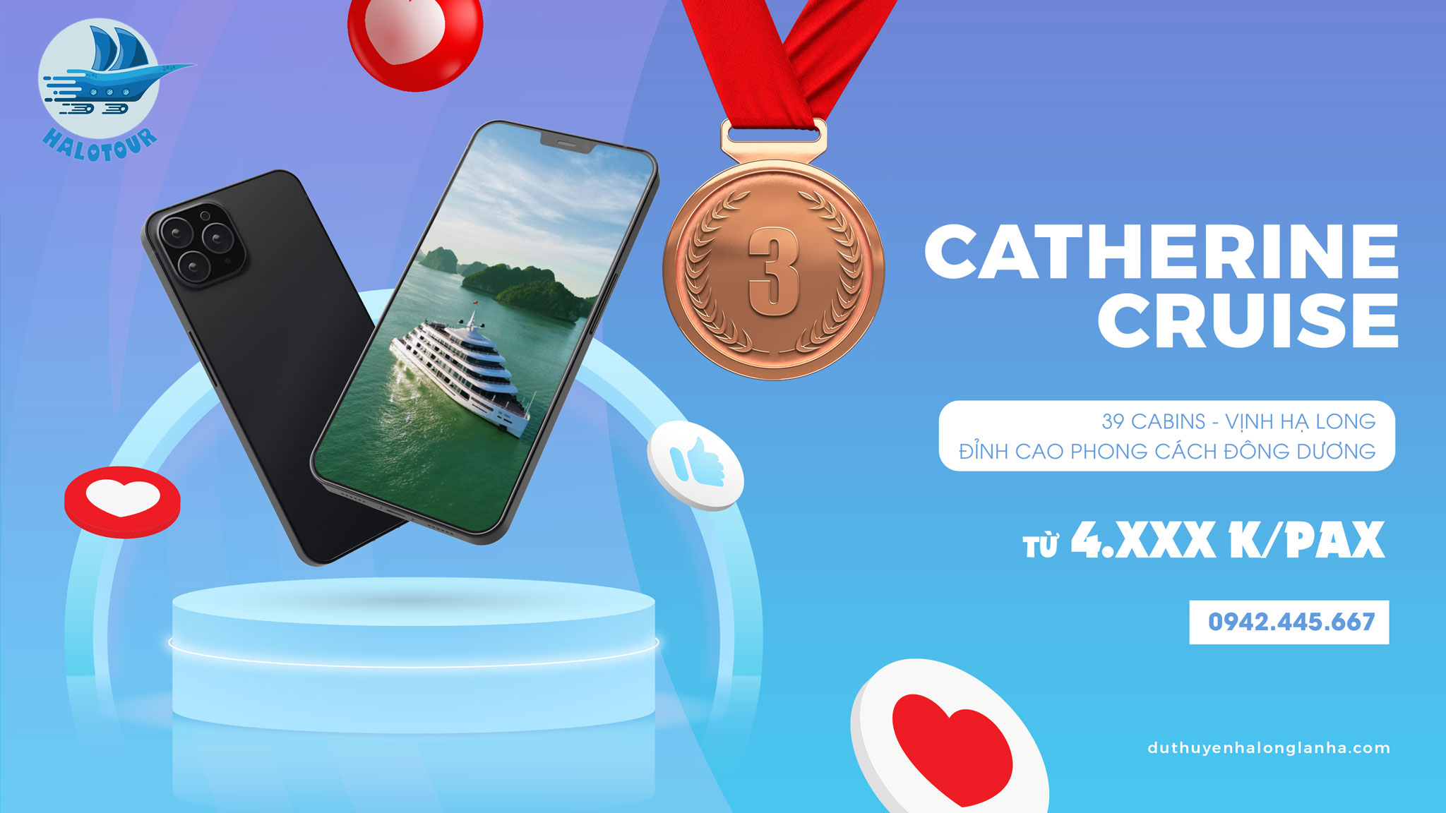 Top 5 du thuyền ngủ đêm 6 sao đẳng cấp nhất 11 Catherine cruise là 1 trong những du thuyền ngủ đêm 6 sao tốt nhất vịnh Hạ Long với 39 phòng với phong cách Đông Dương rất ấn tượng