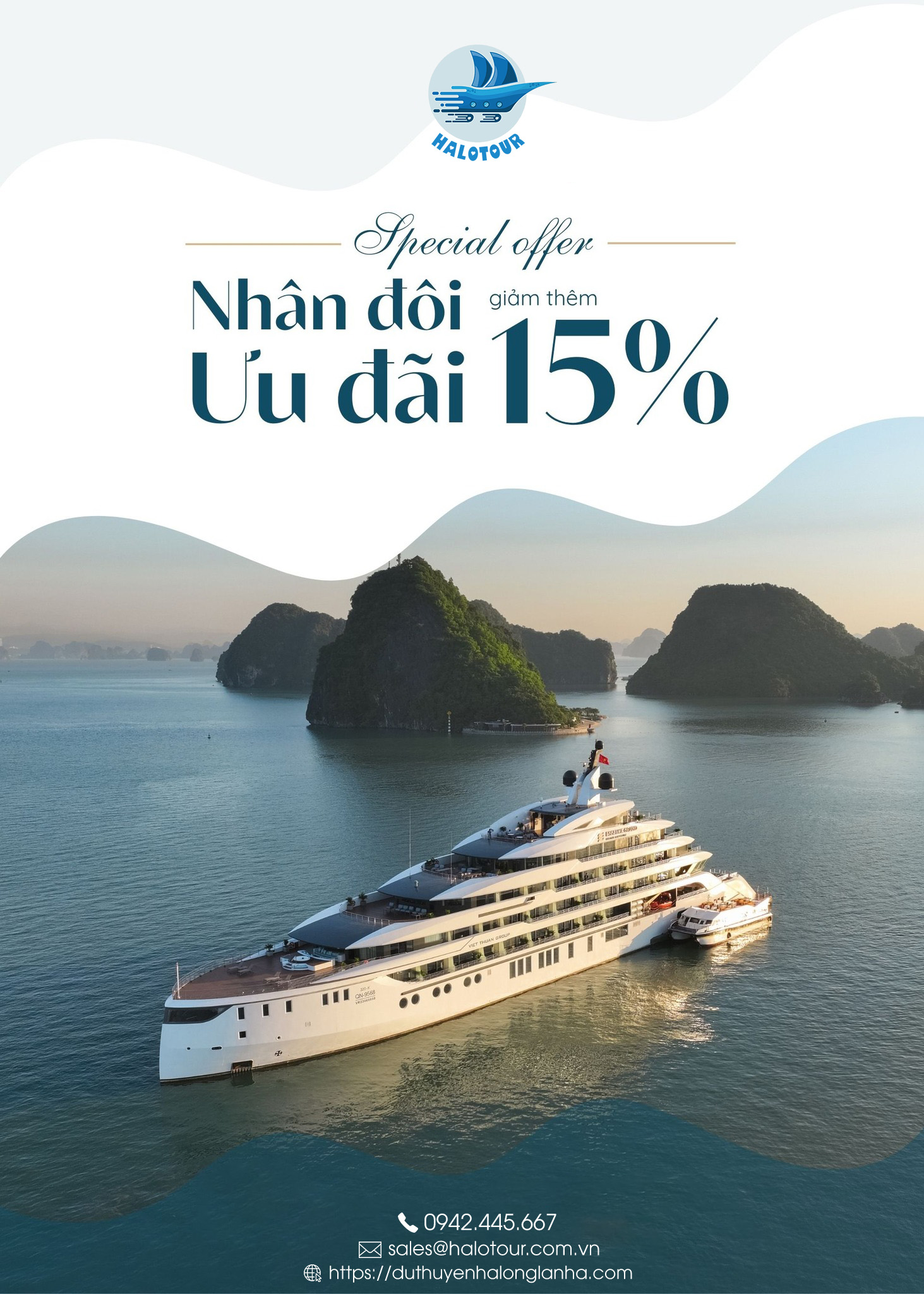 Du thuyền Grand Pioneers cruise Hạ Long chuẩn 6* 19 Đặt phòng Du thuyền 6* Grand Pioneers (tên cũ Essence Grand) cruise vịnh Hạ Long giá ưu đãi với Halotour, đại lý chính thức của du thuyền
