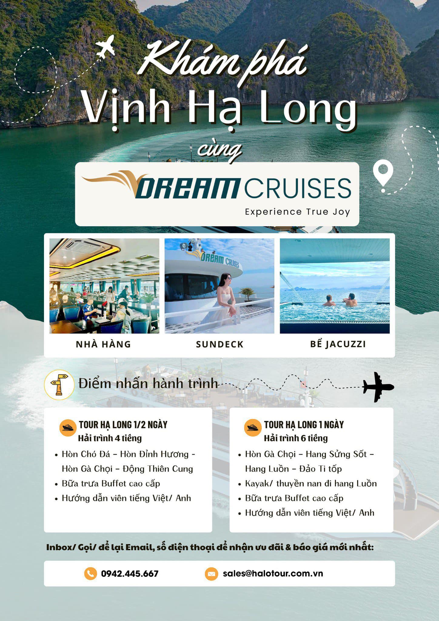 Du thuyền V-Dream 6 tiếng thăm Vịnh Hạ Long 12 Du thuyền 5* V-Dream cruise 99 chỗ tham quan Vịnh Hạ Long 4 tiếng và 6 tiếng