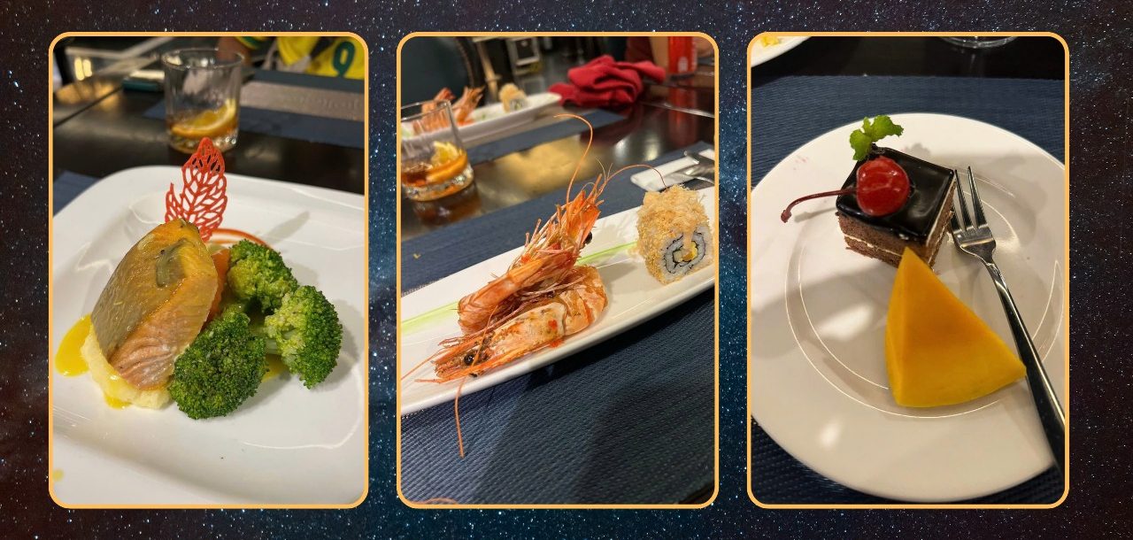 Phục vụ bữa ăn theo chuẩn fine dining trên tàu ngủ đêm 5 sao vịnh Hạ Long Lan Hạ